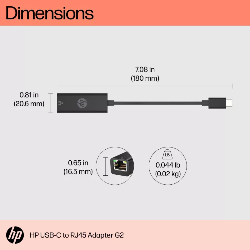 Adapter RJ-45 HP USB-C to RJ45 Adapter G2