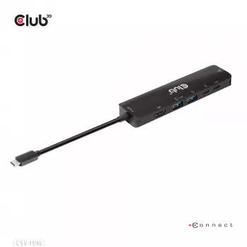 CLUB3D USB Gen1 Type-C, 6-in-1 Hub mit HDMI 8K30Hz, 2xUSB Type-A, RJ45 und 2xUSB Type-C, Daten- und PD-Ladung 100 Watt