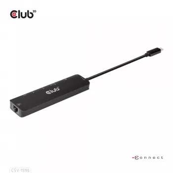 CLUB3D USB Gen1 Type-C, 6-in-1 Hub mit HDMI 8K30Hz, 2xUSB Type-A, RJ45 und 2xUSB Type-C, Daten- und PD-Ladung 100 Watt