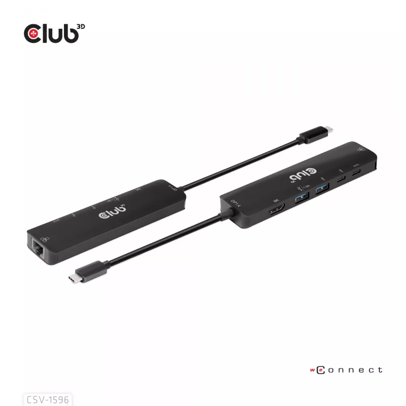 CLUB3D USB Gen1 Type-C, 6-in-1 Hub mit HDMI 8K30Hz, 2xUSB Type-A, RJ45 und 2xUSB Type-C, Daten- und PD-Ladung 100 Watt