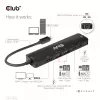 CLUB3D USB Gen1 Type-C, 6-in-1 Hub mit HDMI 8K30Hz, 2xUSB Type-A, RJ45 und 2xUSB Type-C, Daten- und PD-Ladung 100 Watt