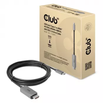 CLUB3D USB Gen2 Type-C auf HDMI 4K120Hz 8K60Hz HDR10 mit DSC1.2 aktives Kabel M/M 3m / 9.84ft