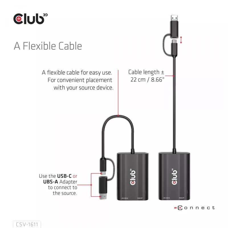 CLUB3D USB Gen1 Typ-C/-A zu Dual HDMI (4K/30Hz) / VGA (1080/60Hz)