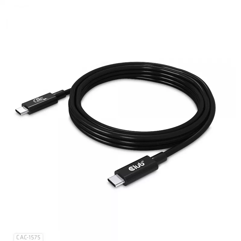 CLUB3D USB4 Gen2x2 Type-C bidirektionales Kabel 4K60Hz, Daten 20Gbps, PD 240W(48V/5A) EPR M/M 2m