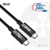 CLUB3D USB4 Gen2x2 Type-C bidirektionales Kabel 4K60Hz, Daten 20Gbps, PD 240W(48V/5A) EPR M/M 2m
