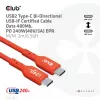 USB-C-zu-USB-C-Bidirektionales Kabel CLUB3D CAC-1573, USB4 Gen 2x2, 2 m, Rot, PD bis zu 240 W