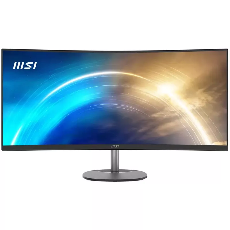 MSI Pro MP341CQ 34 Zoll Curved Monitor, 1500R, UWQHD (3440 x 1440), 21:9, 100Hz, VA, 4ms, HDMI, VGA, Integrierte Lautsprecher, Entspiegelt, Flimmerfrei, Weniger Blaulicht, TÜV-zertifiziert, VESA, Kensington, Schwarz