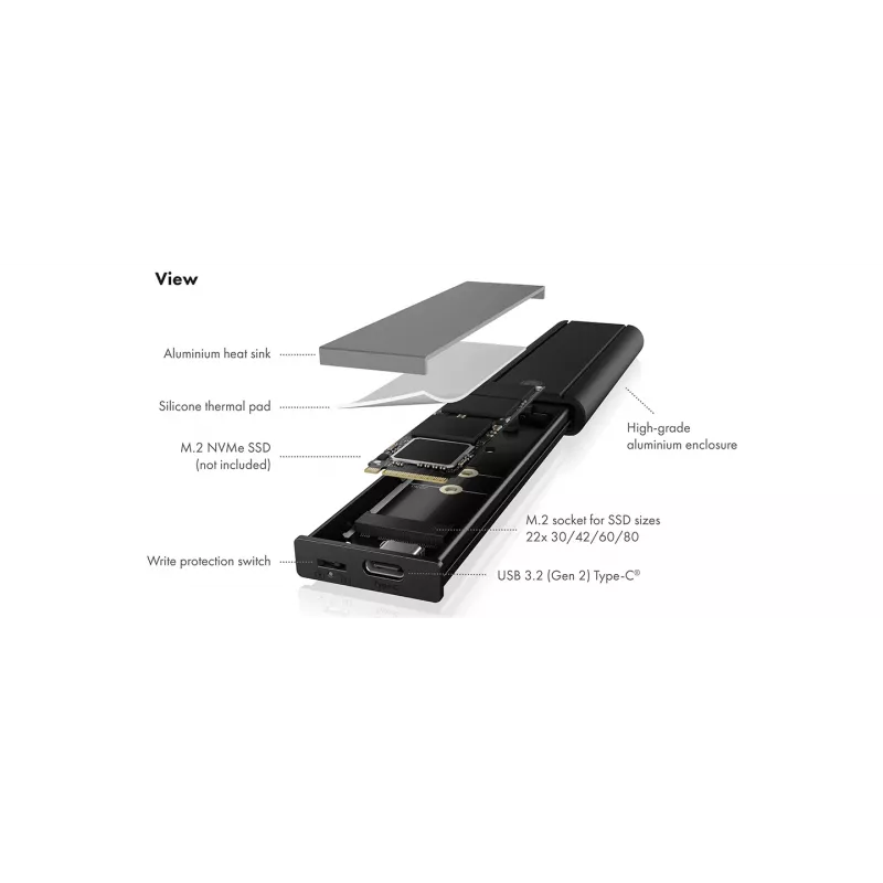 ICY Karton IB-1807MT-C31 SSD-Gehäuse Schwarz M.2