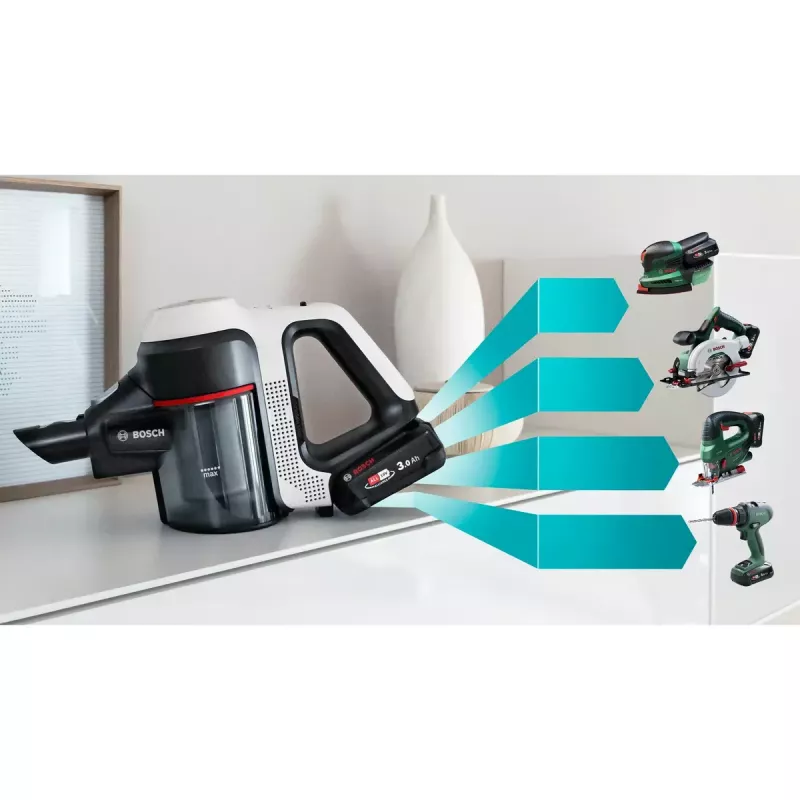 Bosch BBS711W Stabstaubsauger/Elektrobesen 2-in-1 Stabstaubsauger, Akku, Trocken, Hygiene-Filter, beutellos, 0,3 L, Weiß
