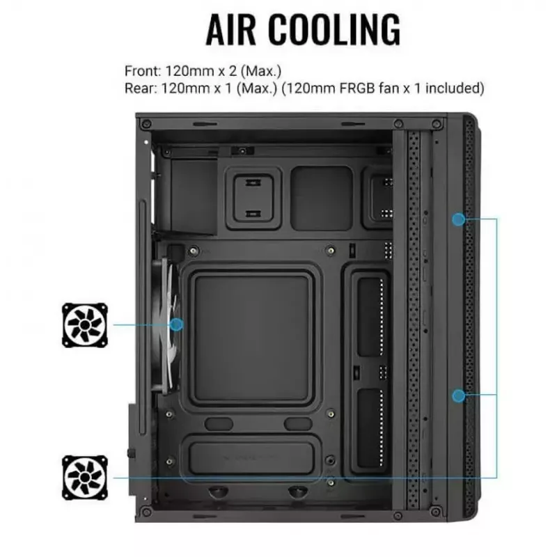 Aerocool Evo Mini RGB Micro-ATX-Mini-Tower-Gehäuse, Schwarz, mit Sichtfenster