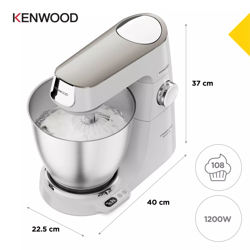 Kenwood Titanium Chef Baker XL Küchenmaschine 1200 W 7 L Weiß mit integrierter Waage