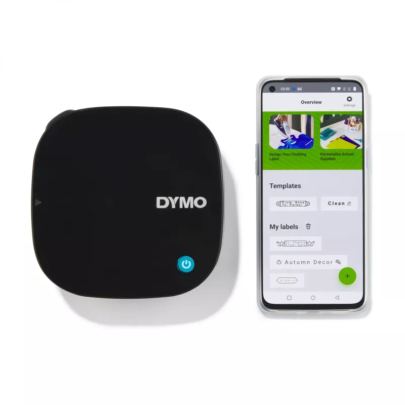 DYMO LetraTag 200B Bluetooth Etikettendrucker | Kompakter Etikettendrucker | Verbindet sich über drahtlose Bluetooth-Technologie mit iOS und Android | Enthält 1 weißes Papieretikettband | Schwarz