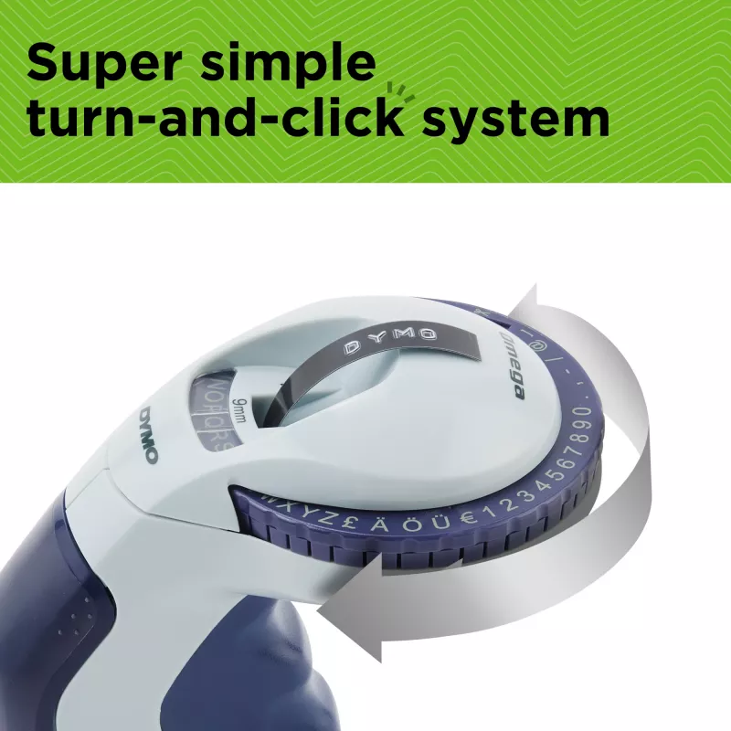 DYMO Omega Prägelabeldrucker | Kleiner Etikettendrucker mit Drehrad und ergonomischem Design | Für Zuhause, Heimwerken & Basteln (£/€ÄÖ & Ü)