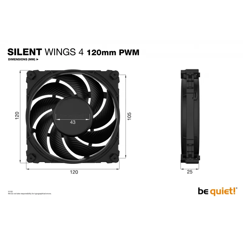 be quiet SILENT WINGS 4 | 120mm PWM Computergehäuselüfter 12 cm Schwarz 1 Stk.