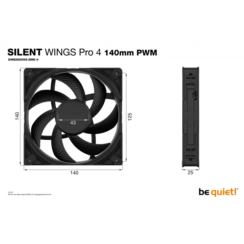 be quiet SILENT WINGS PRO 4 | 140mm PWM Computergehäuse-Lüfter 14 cm Schwarz 1 Stk.