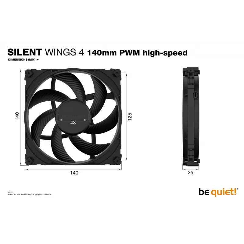 be quiet SILENT WINGS 4 | 140mm PWM High-Speed Computergehäuselüfter 14 cm Schwarz 1 Stk.