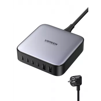 Ugreen 40914 Nexode 200W GaN Desktop-USB-C-USB-A-Ladegerät, für den Innenbereich, AC, 21 V, 5 A, 2 m, Schwarz, Grau