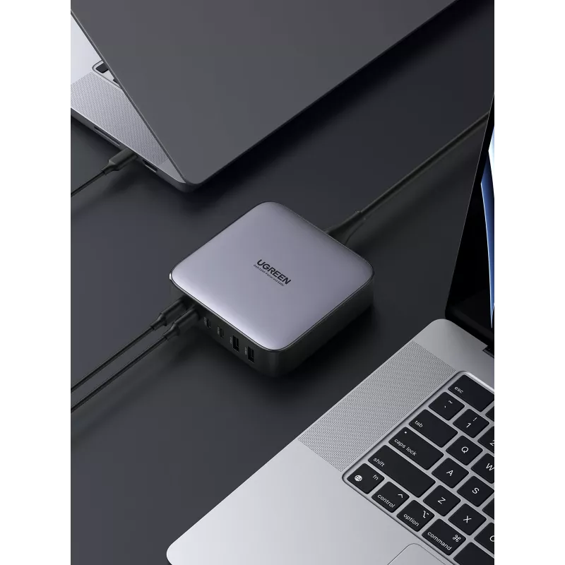Ugreen 40914 Nexode 200W GaN Desktop-USB-C-USB-A-Ladegerät, für den Innenbereich, AC, 21 V, 5 A, 2 m, Schwarz, Grau