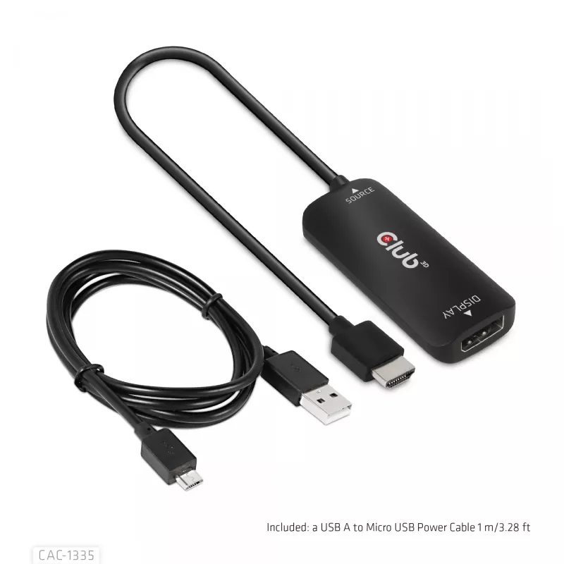 CLUB3D HDMI + Micro USB zu DisplayPort™ 4K120Hz oder 8K30Hz M/F aktiver Adapter