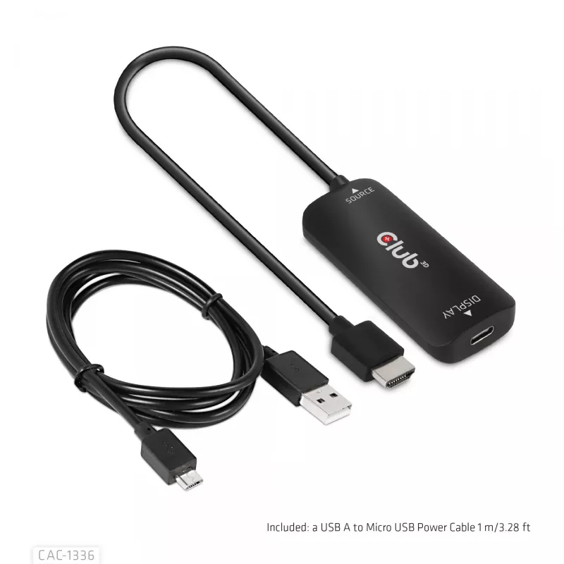 CLUB3D HDMI + Micro USB auf USB Typ-C 4K120Hz oder 8K30Hz M/F aktiver Adapter