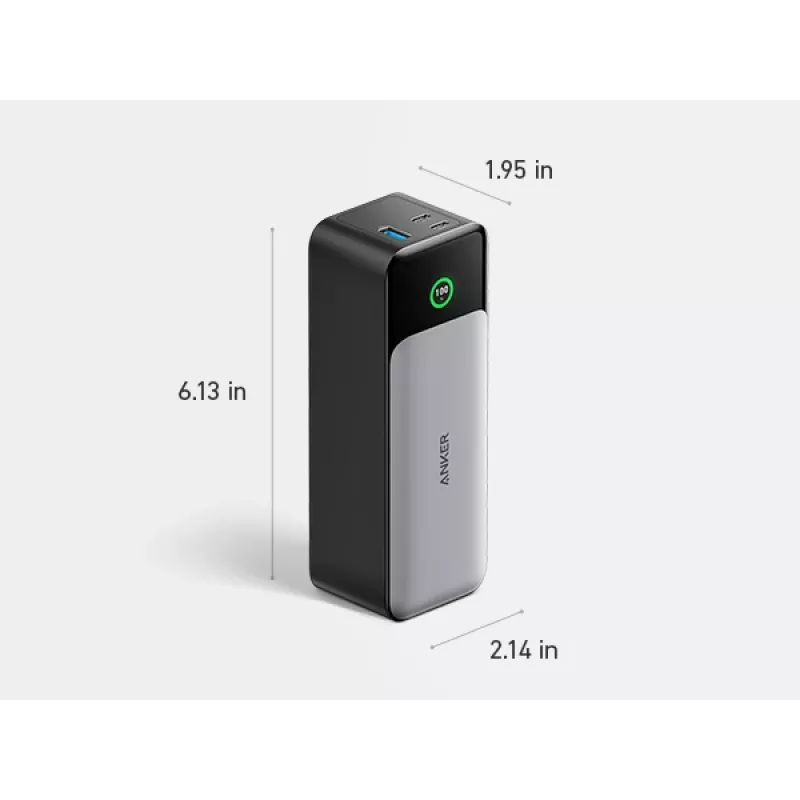 Tragbares Ladegerät Anker 737 (A1289011) – 24000 mAh, 140 W, 2× USB-C + 1× USB-A, Silber/Schwarz