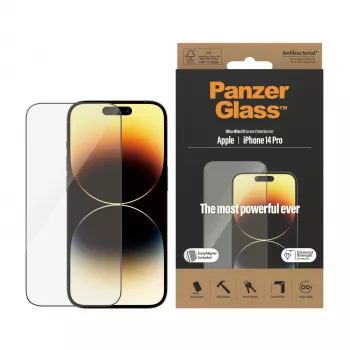 PanzerGlass Displayschutzfolie für Apple iPhone 14 Pro Ultra-Wide Fit EasyAligner Kratzfest Stoßfest