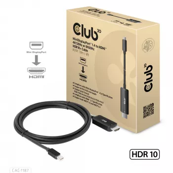 CLUB3D MiniDisplayPort 1.4 auf HDMI 4K120Hz oder 8K60Hz HDR10+ Kabel M/M 1,8m / 6ft