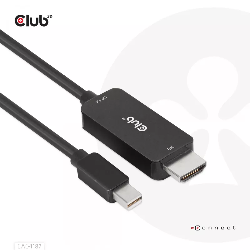 CLUB3D MiniDisplayPort 1.4 auf HDMI 4K120Hz oder 8K60Hz HDR10+ Kabel M/M 1,8m / 6ft