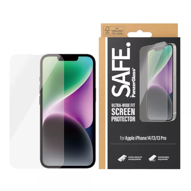 PanzerGlass SAFE. by ® Displayschutzfolie iPhone 14 | 13 | 13 Pro | Ultra-Wide Fit