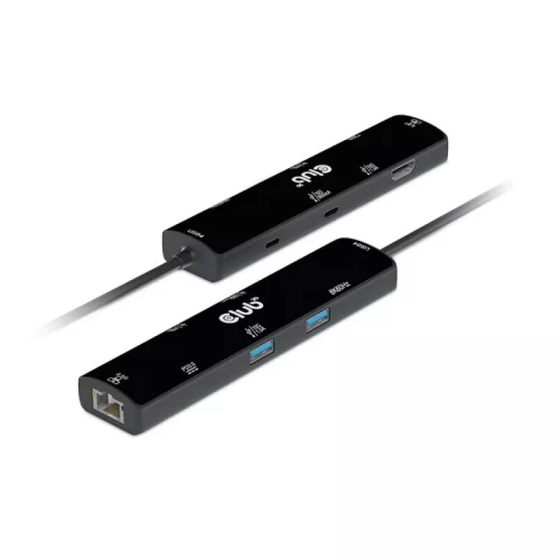 CLUB3D USB4™ Gen3x2 Type-C, 6-in-1-Hub mit HDMI™ 8K60Hz oder 4K120Hz, 2xUSB Type-A(10G), Ethernet RJ45(2.5G) und 2xUSB Type-C, 1x Data(10G) und 1xPD3.0 Laden 100 W