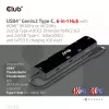 CLUB3D USB4™ Gen3x2 Type-C, 6-in-1-Hub mit HDMI™ 8K60Hz oder 4K120Hz, 2xUSB Type-A(10G), Ethernet RJ45(2.5G) und 2xUSB Type-C, 1x Data(10G) und 1xPD3.0 Laden 100 W