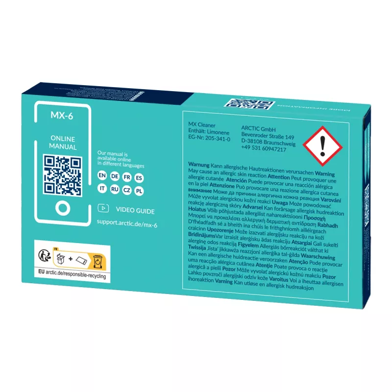 ARCTIC MX-6 ULTIMATE Performance Wärmeleitpaste + MX Cleaner, Wärmeleitpaste, Grau, 4 g, 1 Stück, 66 mm, 120 mm