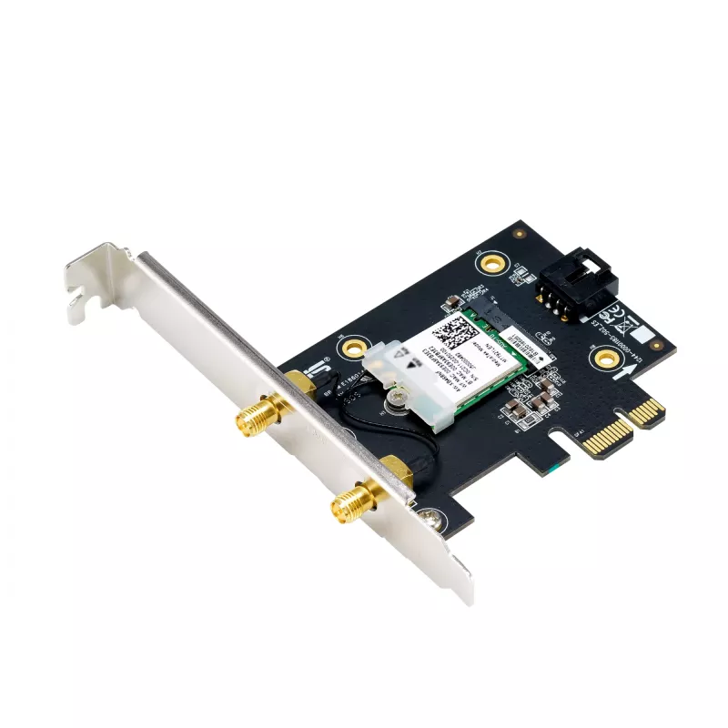 ASUS PCE-AXE5400 interne WLAN-Karte – PCIe, Wi‑Fi 6E Tri‑Band (2,4/5/6 GHz), 2402 Mbit/s, Bluetooth 5.2