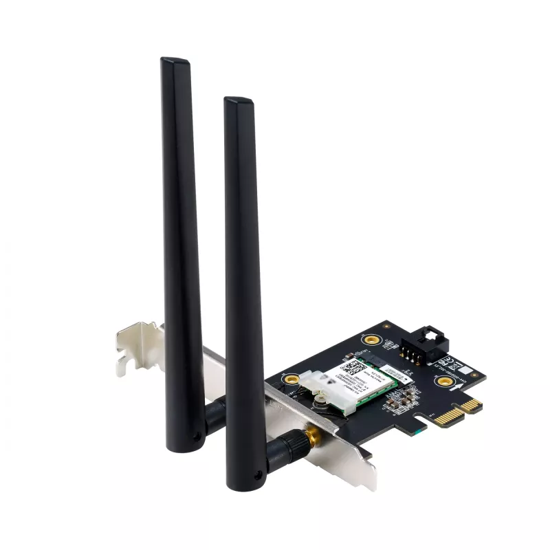 ASUS PCE-AXE5400 interne WLAN-Karte – PCIe, Wi‑Fi 6E Tri‑Band (2,4/5/6 GHz), 2402 Mbit/s, Bluetooth 5.2