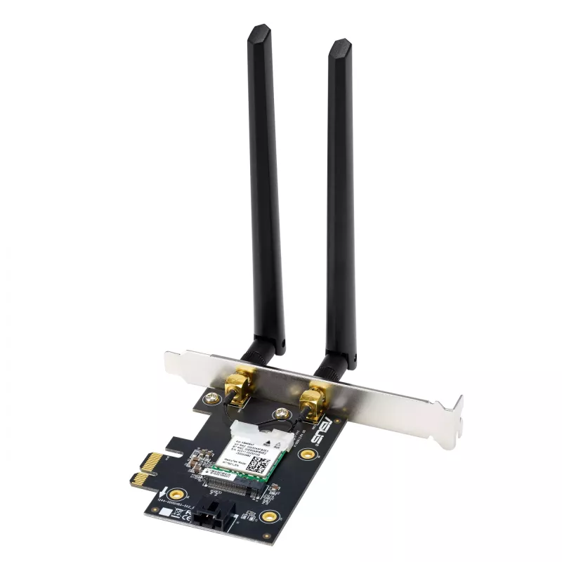 ASUS PCE-AXE5400 interne WLAN-Karte – PCIe, Wi‑Fi 6E Tri‑Band (2,4/5/6 GHz), 2402 Mbit/s, Bluetooth 5.2