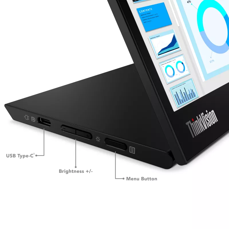 Lenovo ThinkVision M14d Monitor, 35,6 cm (14 Zoll), 2240 x 1400 Pixel, 2.2K, LED, 8 ms, Schwarz