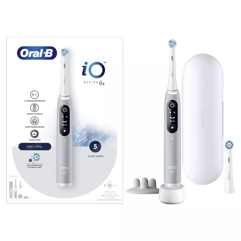 Oral-B iO 6S Erwachsenen-Vibrationszahnbürste Grau, Weiß