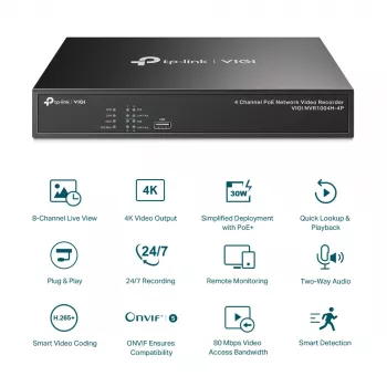 TP-Link VIGI 4-Kanal PoE+ Netzwerk-Videorekorder