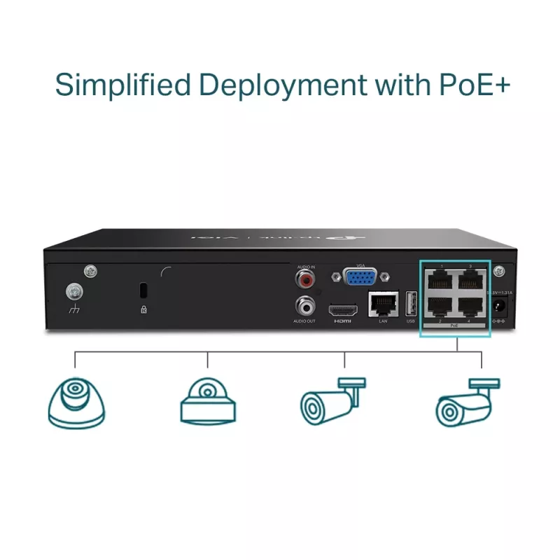 TP-Link VIGI 4-Kanal PoE+ Netzwerk-Videorekorder