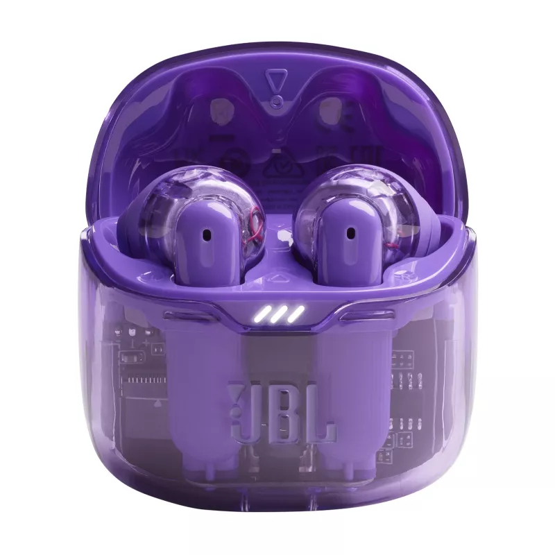 JBL Tune Flex Ghost Edition Headset True Wireless Stereo (TWS) In-Ear Kopfhörer für Anrufe/Musik Bluetooth Lila, Transluzent
