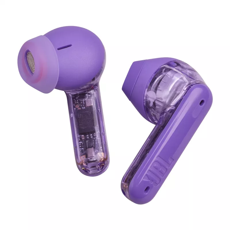 JBL Tune Flex Ghost Edition Headset True Wireless Stereo (TWS) In-Ear Kopfhörer für Anrufe/Musik Bluetooth Lila, Transluzent