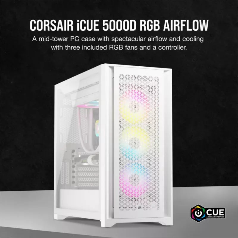 PC-Gehäuse Corsair iCUE 5000D RGB Airflow Midi-Tower Weiß