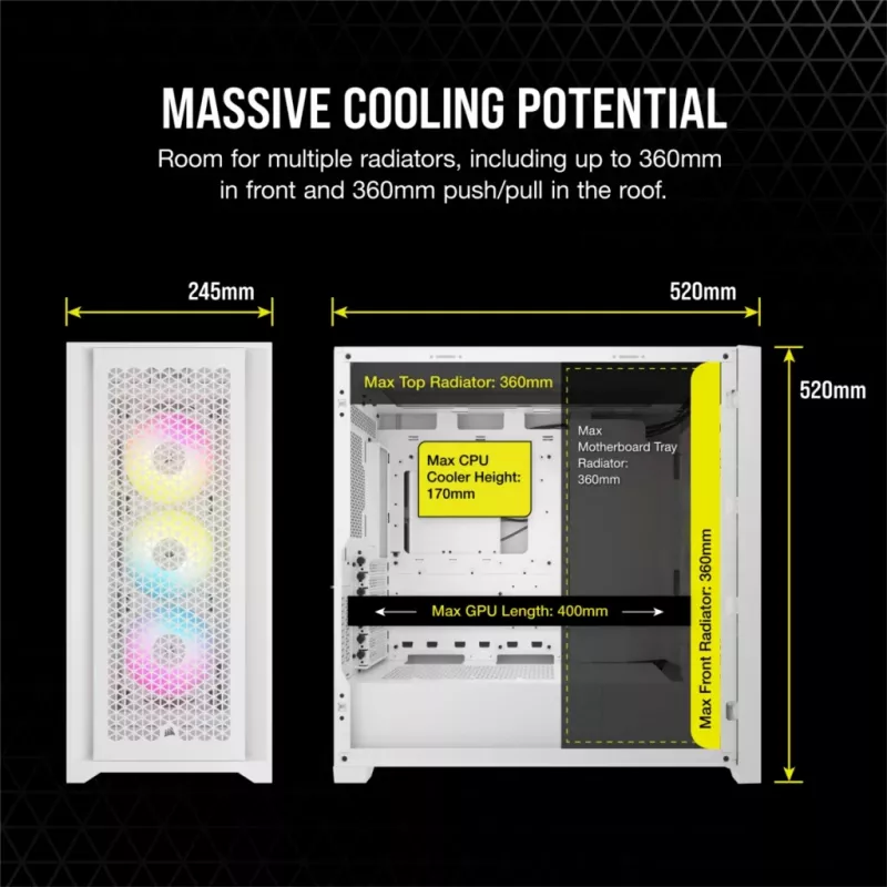 PC-Gehäuse Corsair iCUE 5000D RGB Airflow Midi-Tower Weiß
