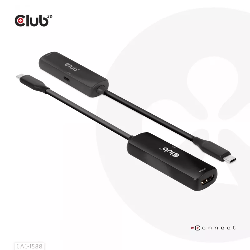 CLUB3D USB Gen2 Type-C auf HDMI™ 8K60Hz oder 4K120Hz HDR10+ mit DSC1.2 mit Power Delivery 3.0 Aktiver Adapter M/F