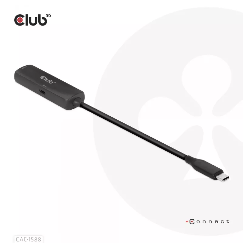 CLUB3D USB Gen2 Type-C auf HDMI™ 8K60Hz oder 4K120Hz HDR10+ mit DSC1.2 mit Power Delivery 3.0 Aktiver Adapter M/F