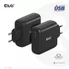CLUB3D Reiseladegerät 100 Watt GaN-Technologie, USB-IF TID zertifiziert, Einzelanschluss USB Type-C, Power Delivery(PD) 3.0 Unterstützung