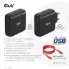 CLUB3D Reiseladegerät 100 Watt GaN-Technologie, USB-IF TID zertifiziert, Einzelanschluss USB Type-C, Power Delivery(PD) 3.0 Unterstützung