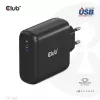 CLUB3D Reiseladegerät 100 Watt GaN-Technologie, USB-IF TID zertifiziert, Einzelanschluss USB Type-C, Power Delivery(PD) 3.0 Unterstützung