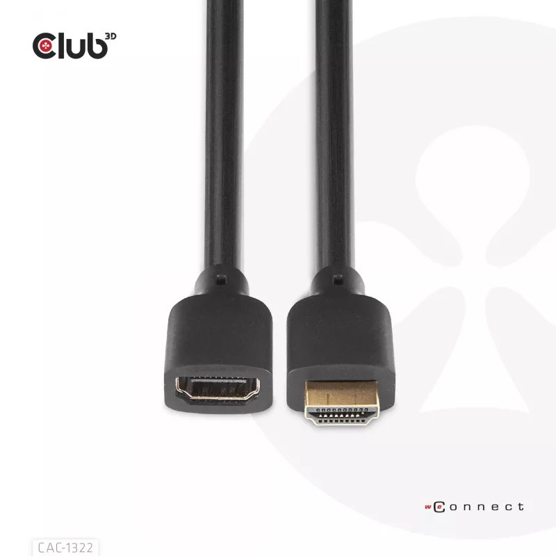 CLUB3D Ultra High Speed HDMI Verlängerungskabel 4K120Hz 8K60Hz 48Gbps M/F 1 m / 3,28 ft 30AWG