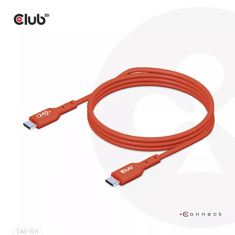 CLUB3D USB2 Type-C bidirektionales USB-IF-zertifiziertes Kabel für Daten 480Mb, PD 240W(48V/5A) EPR M/M 1m / 3.23 ft